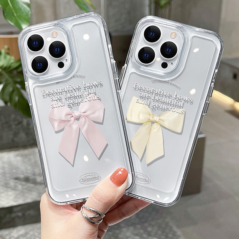 Ốp Điện Thoại DecoPhone Acrylic Mềm Trong Suốt Họa Tiết Thắt Nơ Cho iphone 6s 7 8 plus x xs xr 11 12 13 14 15 plus max pro