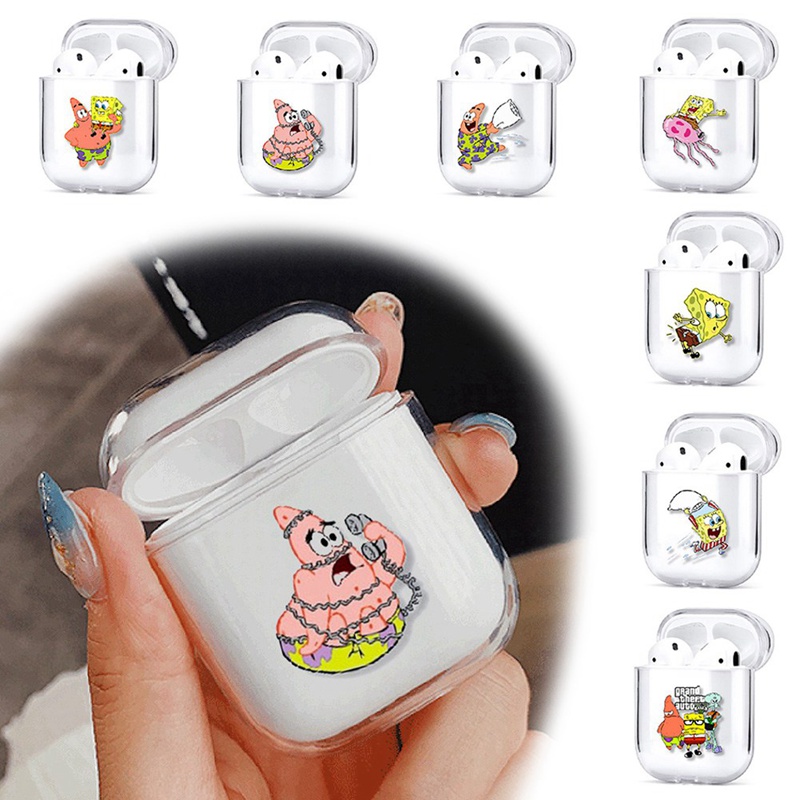 Vỏ Bảo Vệ Hộp Sạc Tai Nghe Airpods 1 / / 2 Bằng Pc Cứng Trong Suốt Họa Tiết Spongebob Patrick Ngôi Sao Dễ Thương