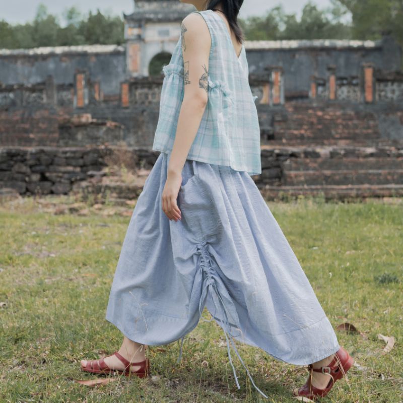Chân váy linen rút dây 2 bên Lee