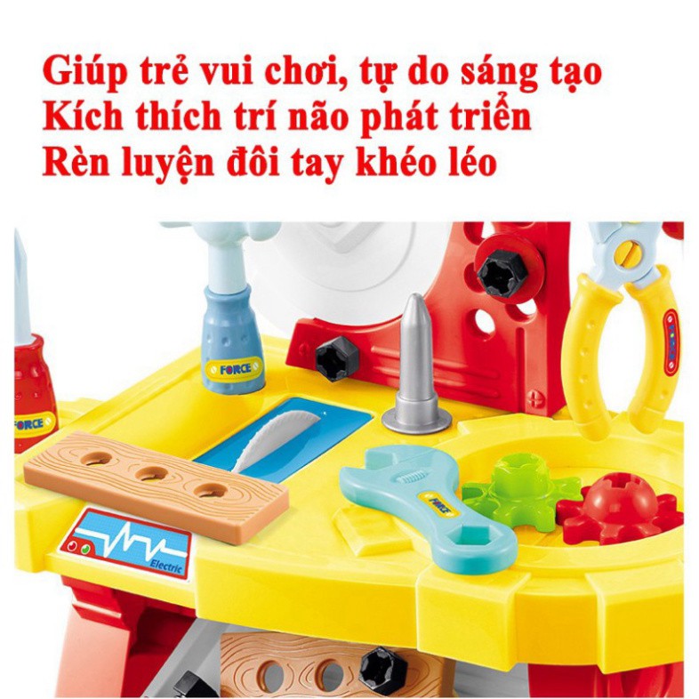 Hộp dụng cụ trẻ em, bộ đồ chơi gia máy khoan bàn học sửa chữa vít vặn xếp hình cậu bé đa chức năng