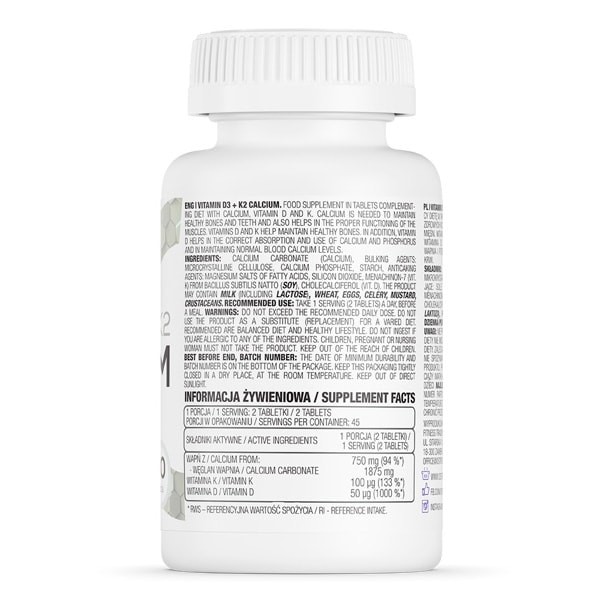 Thực Phẩm Bổ Sung OstroVit - Vitamin D3 + K2 + Calcium (90 viên) | Thế Giới Skin Care
