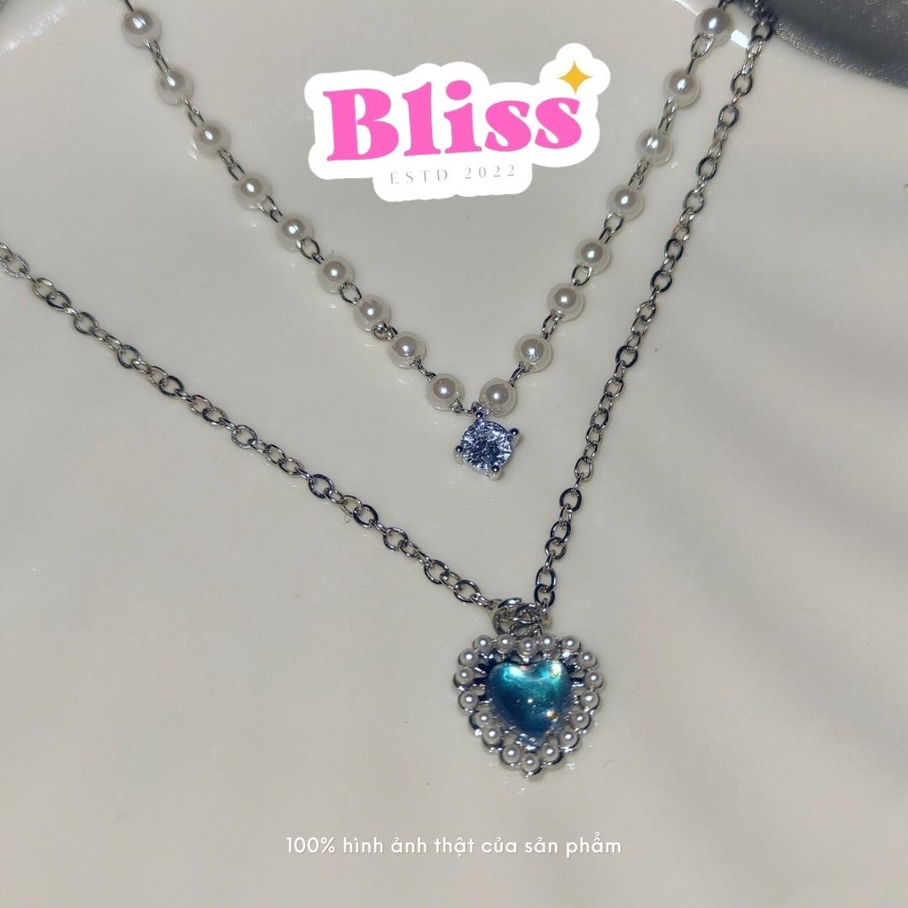 Dây chuyền, vòng cổ bạc 925 layer ngọ.c trai  Bliss Accessories