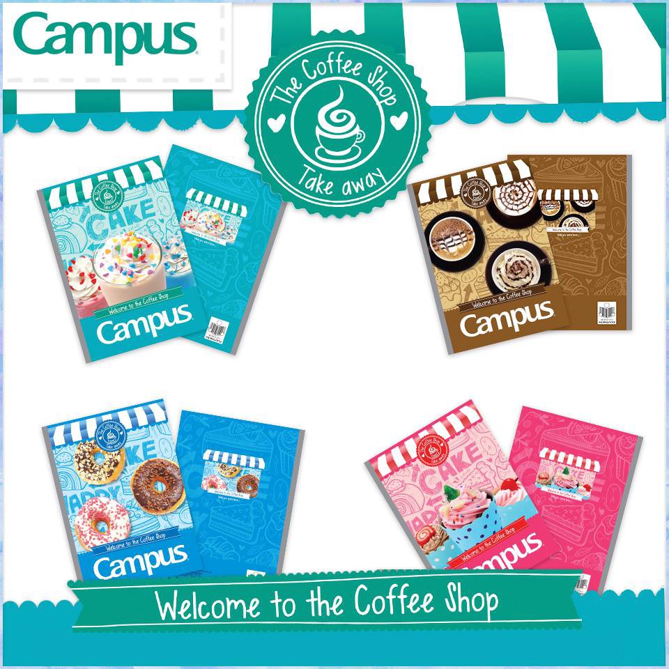 Lốc 10 quyển tập học sinh 96 trang 4 ly ngang Campus A5 Coffee Shop (NB-ACOF96)