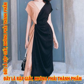 Rập giấy DC024 - Đầm xoắn eo lệch