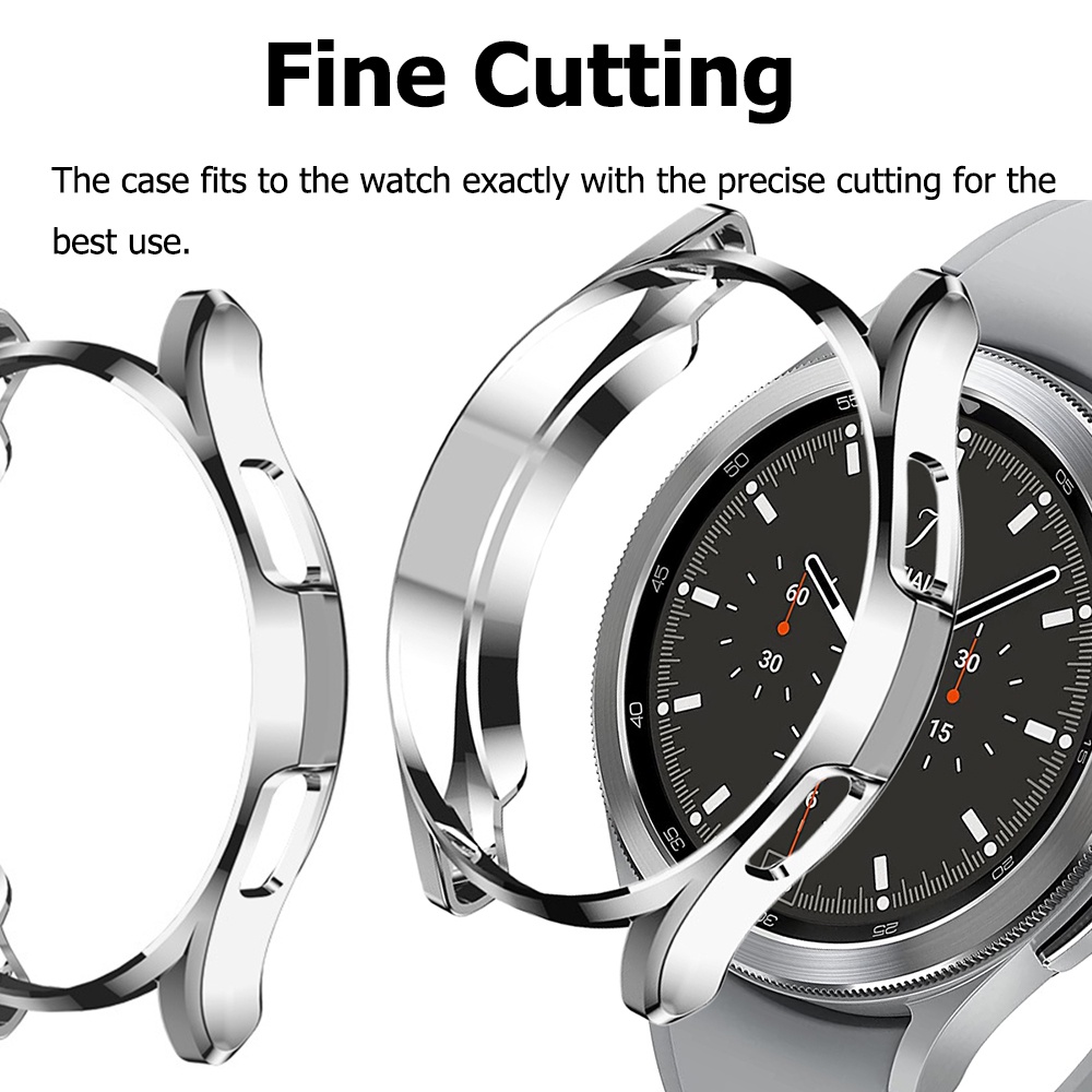 Miimall Samsung Galaxy Watch 4 Classic 42mm 46mm Ốp Lưng,Mềm TPU Mạ Điện Thoáng Khí Nửa Gói Chống Rơi Vỏ Bảo Vệ Cho Galaxy Watch 4 Classic Case