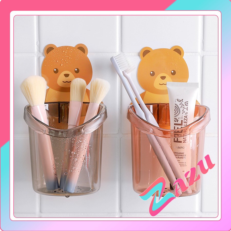 Cốc đựng bàn chải hình gấu dán tường cốc gấu đựng bàn chải kem đánh răng ZAZU CG01