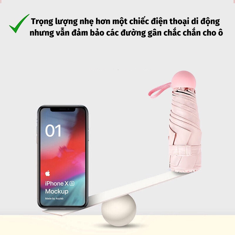 Ô Che Nắng Dù Che Mưa Mini Bỏ Túi Gấp Gọn Nhiều Màu Chống Thấm Chống Tia UV Hiệu Quả Dù Che Mưa Toki