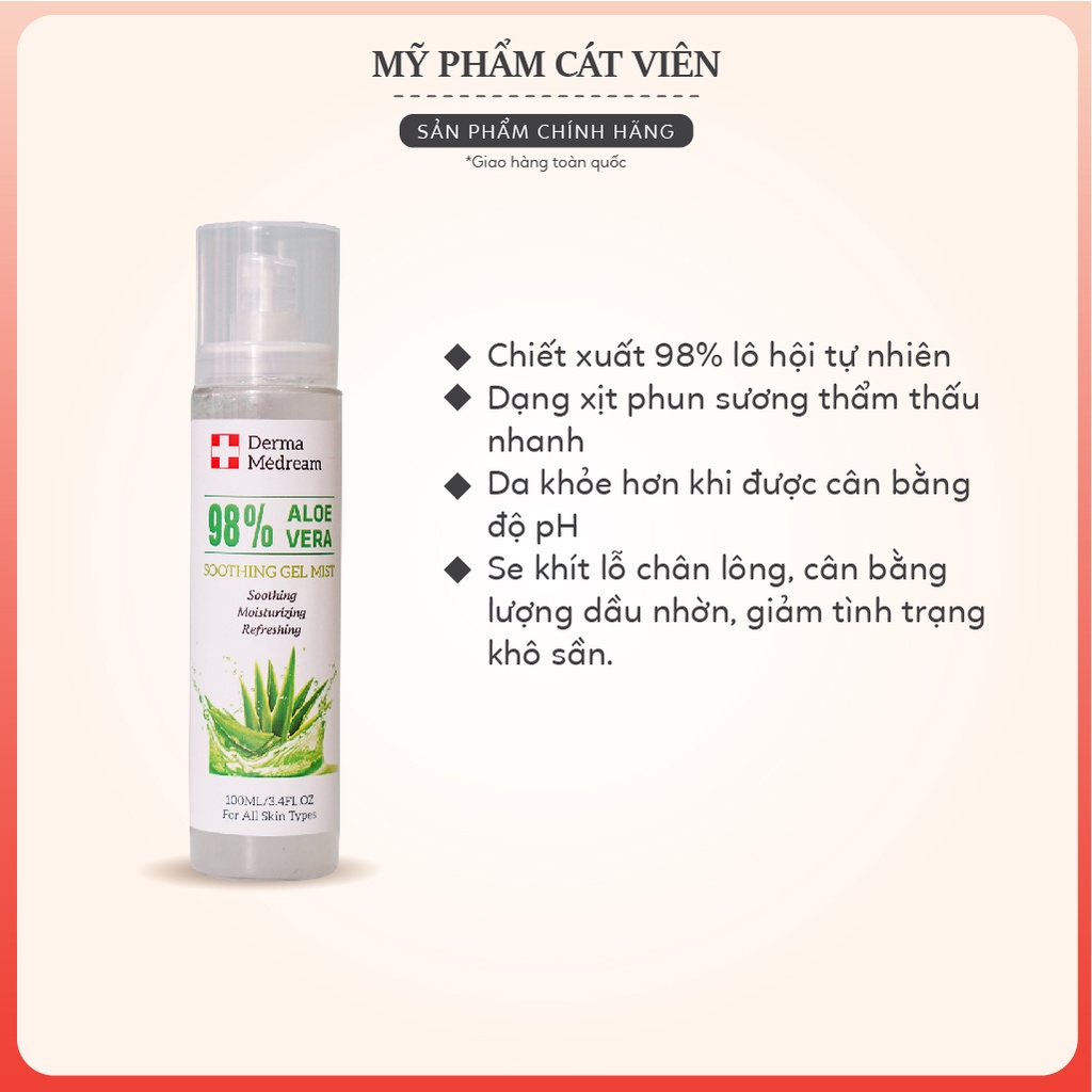 Xịt khoáng cấp ẩm, dưỡng da, làm dịu da Derma Me'Dream Thụy Sỹ