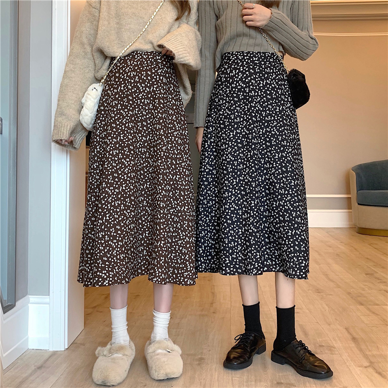 [Mã FAGREEN55 giảm tới 30K đơn 99K] Xiaozhainv Chân váy midi lưng cao họa tiết hoa thời trang xinh xắn cho nữ | BigBuy360 - bigbuy360.vn