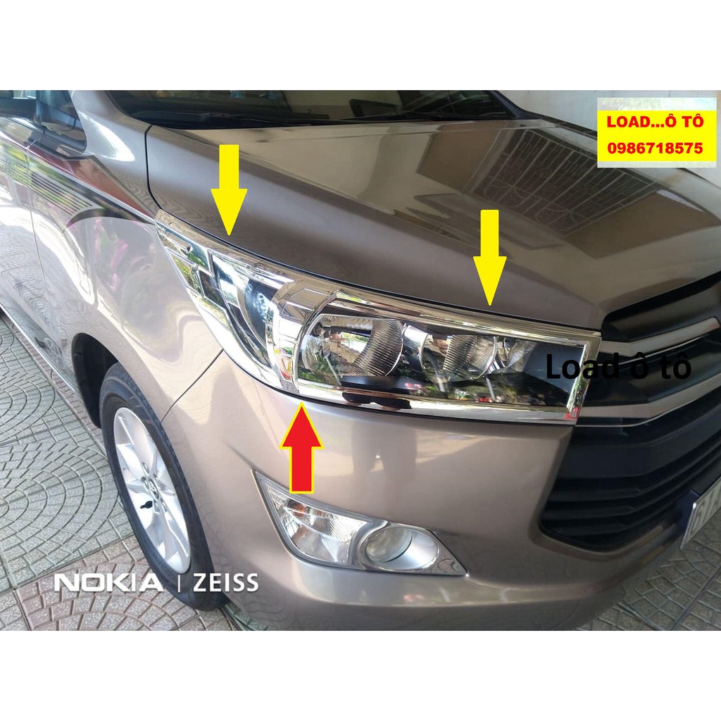 Ốp Viền Đèn Pha, Hậu Xe Toyota Innova 2022-2017 Mạ Crom Sáng Bóng Cao Cấp Nhất Thị Trường