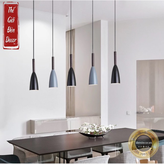 Đèn thả đơn chuôi gỗ T011 trang trí bàn ăn phòng ngủ độc đáo kèm bóng