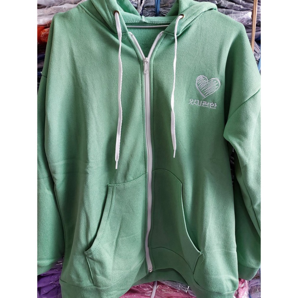 Áo Hoodie Unisex, Áo Khoác Nam Nữ Màu Trơn Họa Tiết Trái Tim (có ảnh thật) Freesize 40kg - 55kg | BigBuy360 - bigbuy360.vn