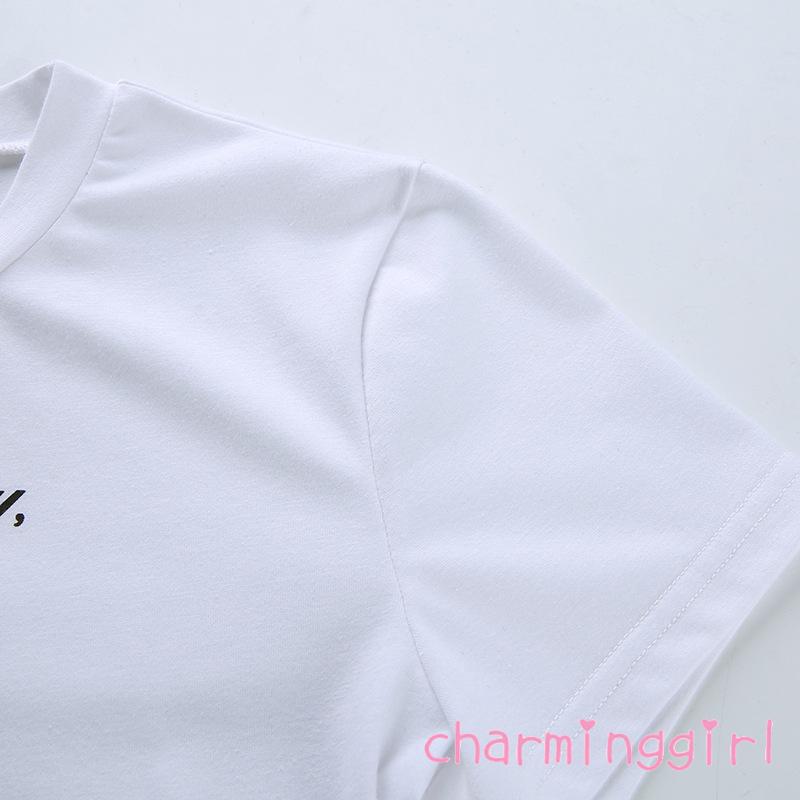 Áo tay ngắn cổ tròn họa tiết in ấn sành điệu trẻ trung cho nữ