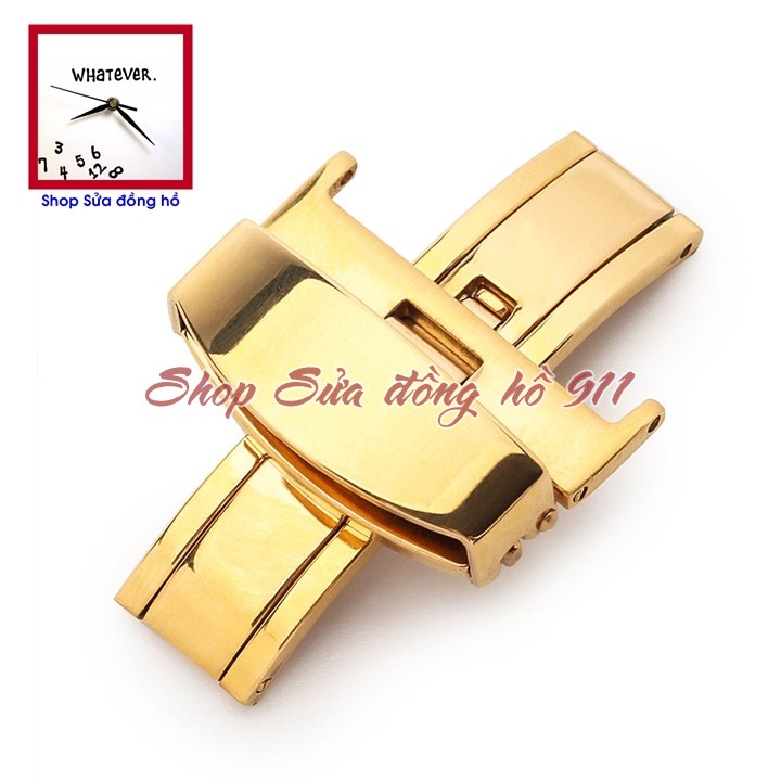 Khóa chống gẫy dây da đồng hồ, bản lề gập 2 bên. Màu Vàng - Gold