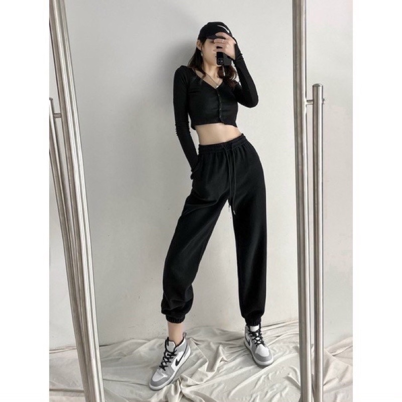 Quần joger nữ ulzzang bo gấu chất tăm mềm loại đẹp