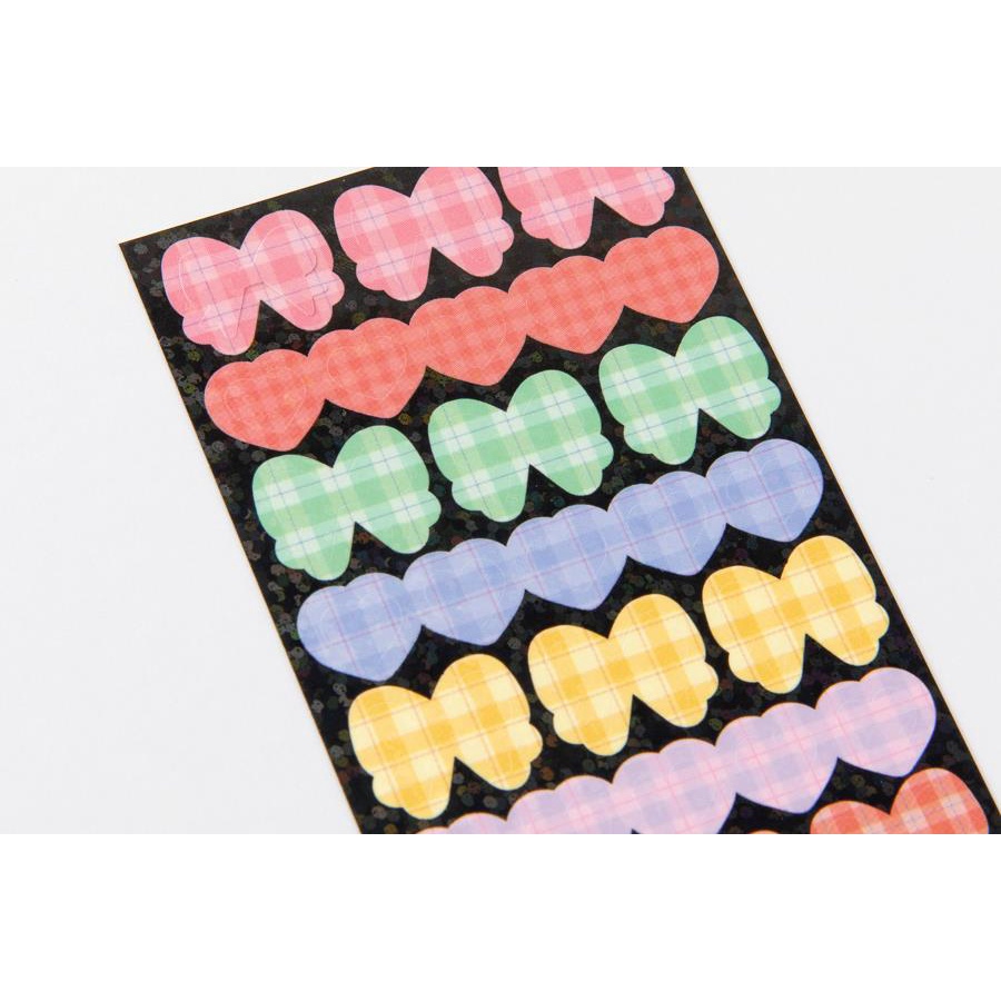 Set 2 Tấm Sticker ARTBOX Hàn Quốc Hình Trái Tim Và Nơ Ruy Băng Kẻ Sọc Ca Rô Màu Pastel Xinh Xắn