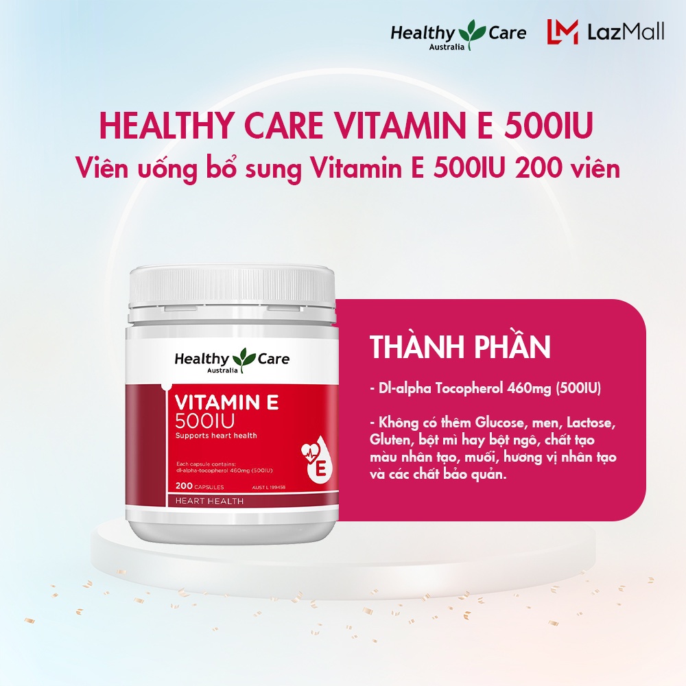 Mầm đậu nành điều hòa nội tiết Healthy Care Super Lecithin 100 viên, Viên uống vitamin E Healthy Care 500IU 200 viên