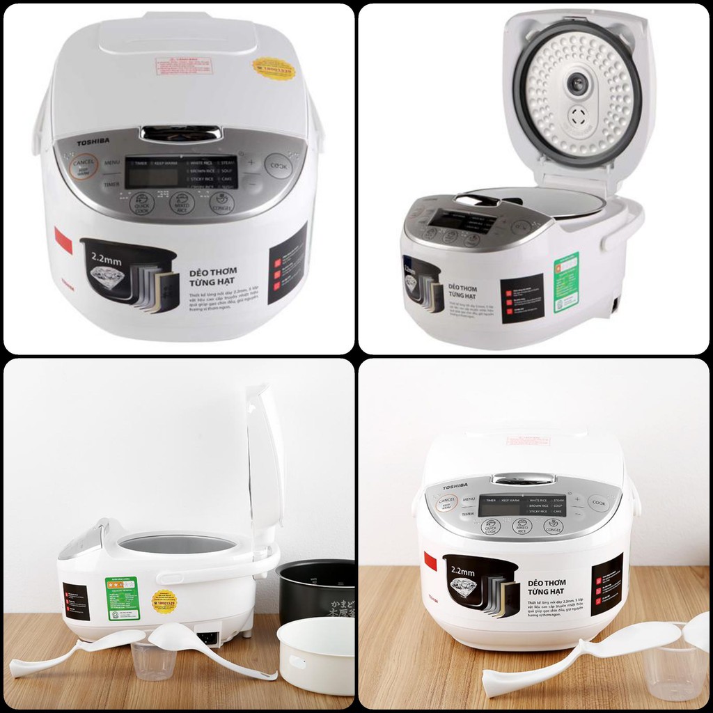 [Mã ELMS5 giảm 7% đơn 300K] Nồi cơm điện tử Toshiba RC-18DH 1.8L và RC-10DH 1.0L, hàng công ty BH điện tử 12 tháng
