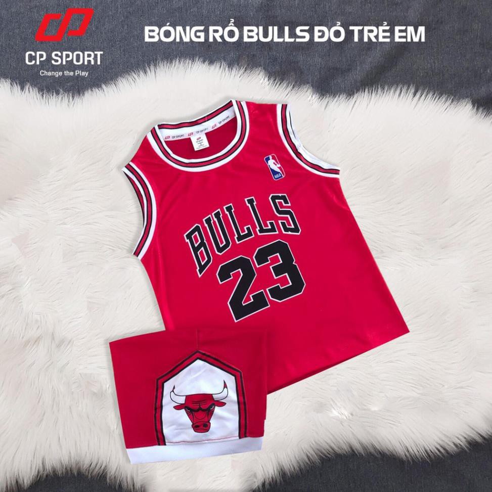 Bộ quần áo bóng rổ cao cấp trẻ em Chicago Bulls màu đỏ  ཾ