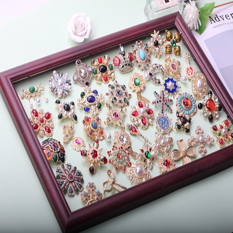 Trâm Cài Áo Mạ Vàng Hình Hoa Đính Đá Và Ngọc Trai Phong Cách Vintage