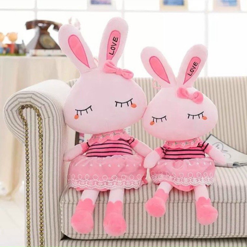 Gấu bông THỎ HỒNG LOVE MẮT NGỦ cao cấp - Nhà Gấu