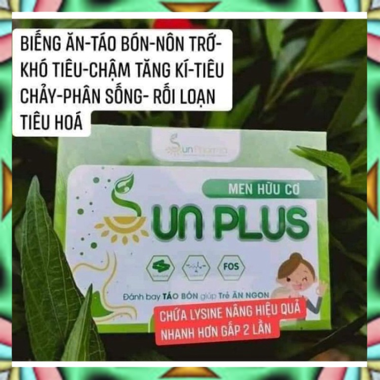 Men hữu cơ sunplus dùng cho trẻ biếng ăn, chậm hấp thu, chậm tăng cân. Bé táo bón, tiêu chảy, rối loạn tiêu hóa