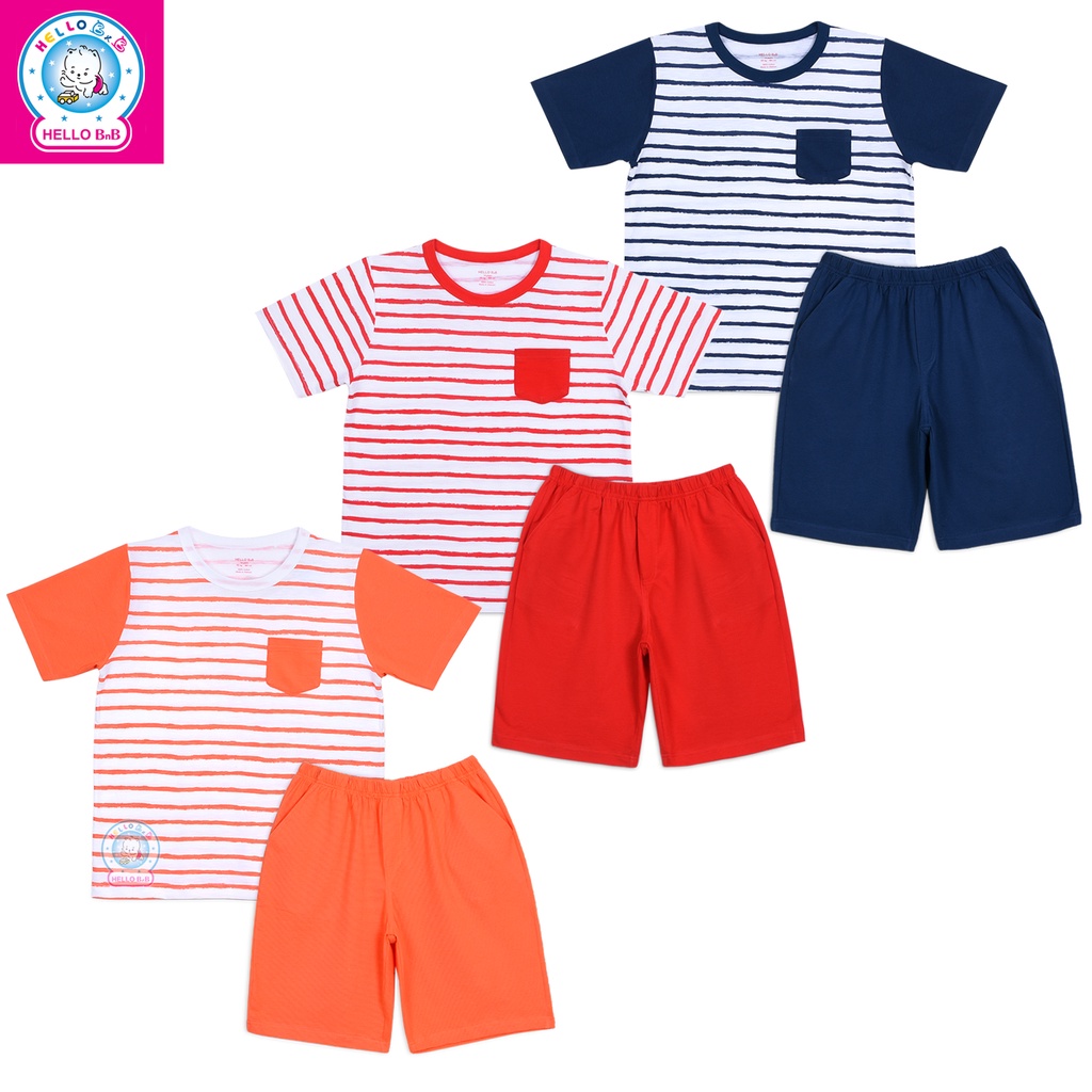 Bộ T-shirt cổ tròn sọc BN1484 - Hello B&amp;B