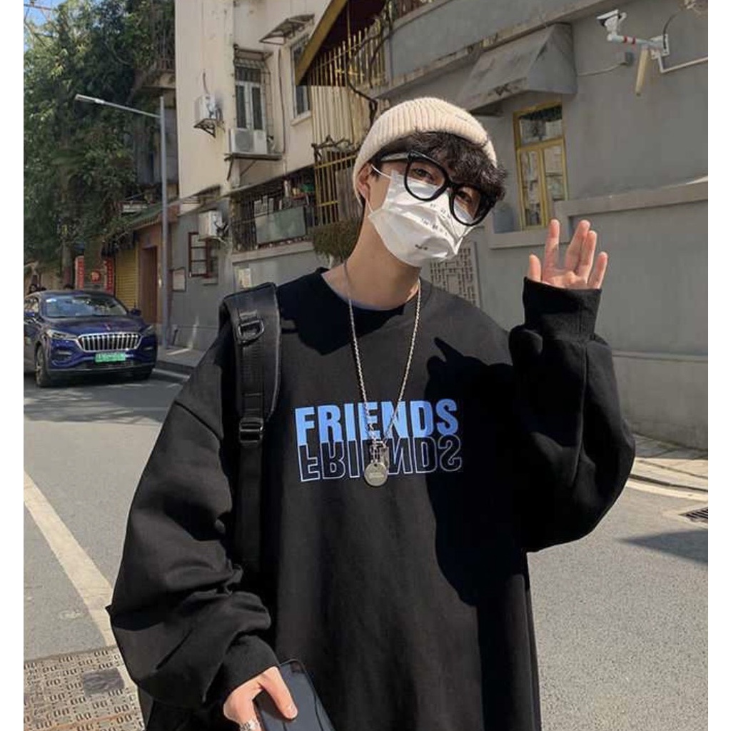 Áo sweater. áo nỉ in chữ FRIENDS nỉ cotton forrm rộng unisex phong cách Ulzzang