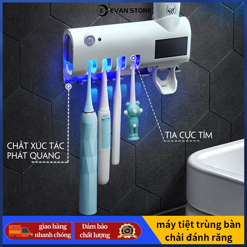 Máy tiệt trùng bàn chải đánh răng bằng tia UV thông minh Giá đựng bàn chải đánh răng treo tường không có lỗ đục