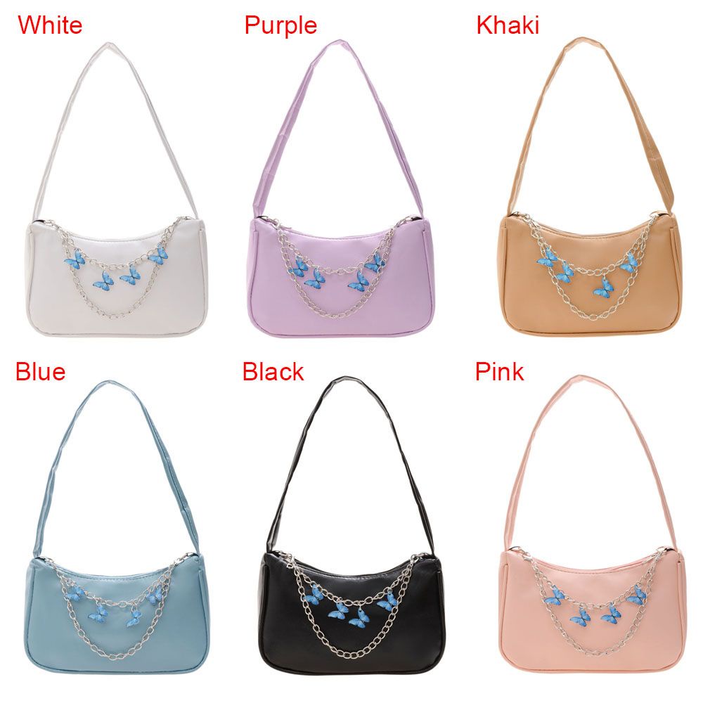 Túi Đeo Vai Da PU Họa Tiết Bướm Dập Nổi Nhiều Màu Sắc Đa Năng Cho Nữ