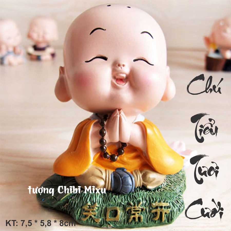 Tượng chibi chú tiểu tươi cười