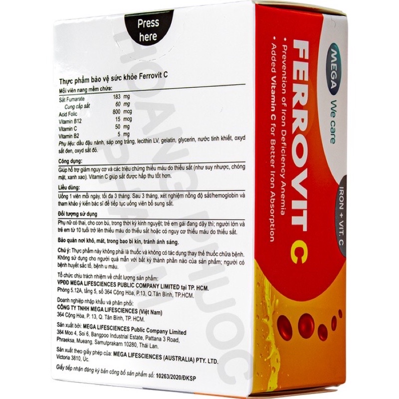 Ferrovit c giúp hỗ trợ giảm nguy cơ & các triệu chứng thiếu máu do thiếu - ảnh sản phẩm 2
