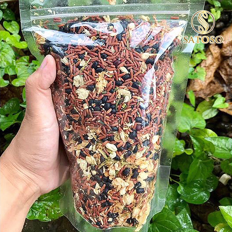 Trà Gạo Lứt  Đậu Đen, Đậu Đỏ, Hoa Nhài  SATOSO 500g thượng hạng rang sẵn đẹp da tốt cho sức khỏe SA10