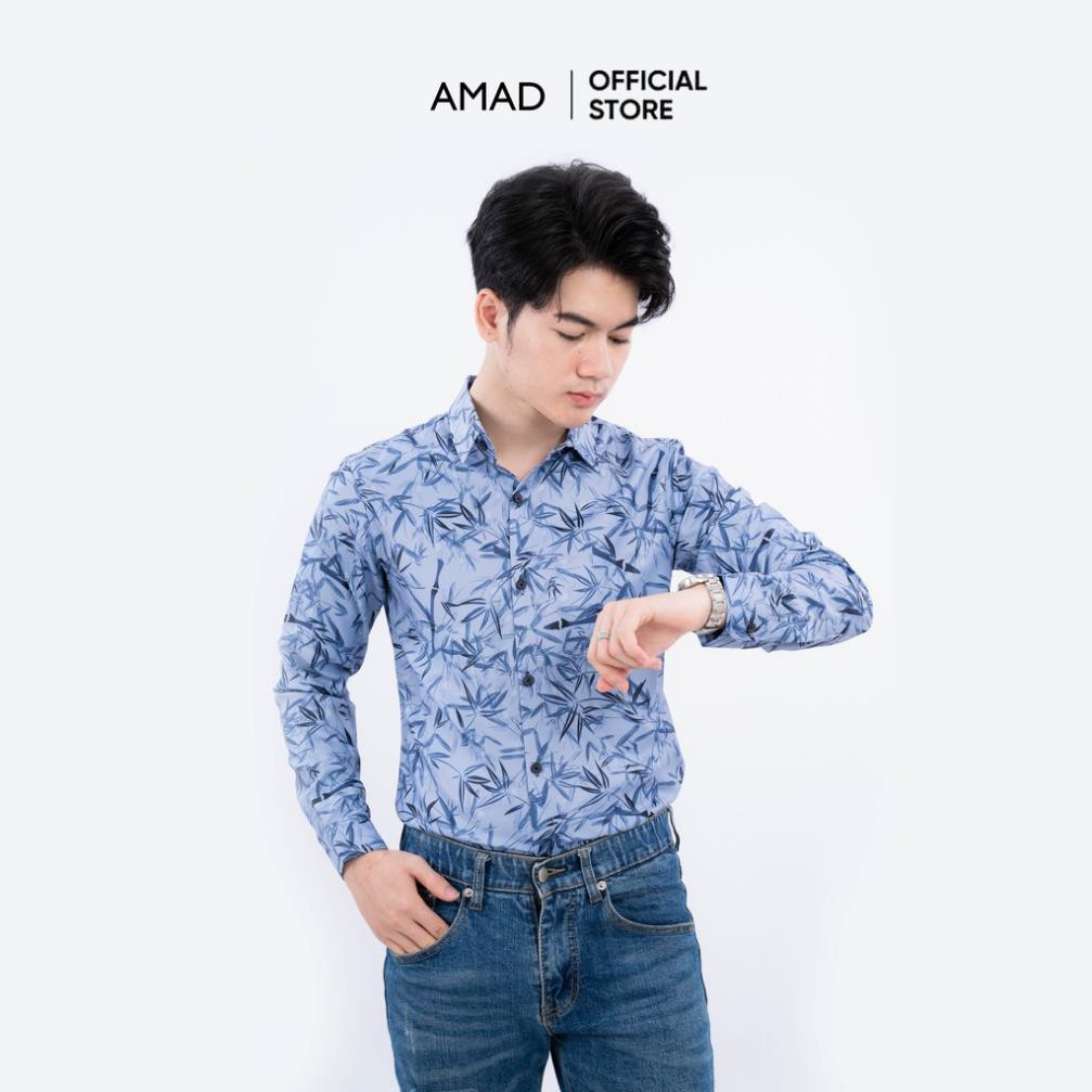 Áo sơ mi nam dài tay họa tiết vải lụa Hàn Quốc cao cấp phong cách thanh lịch đi chơi đi dự tiệc AMAD | BigBuy360 - bigbuy360.vn