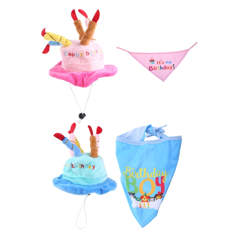 Lucky Set 2 Món Phụ Kiện Hóa Trang Mũ Yếm / Khăn Choàng / Nón Sinh Nhật Trang Phục Chụp Ảnh Cho Cún Cưng
