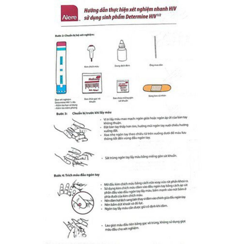 Test HIV Combo Alere 1/2 HIV (phát hiện HIV sau 14 ngày có nguy cơ)