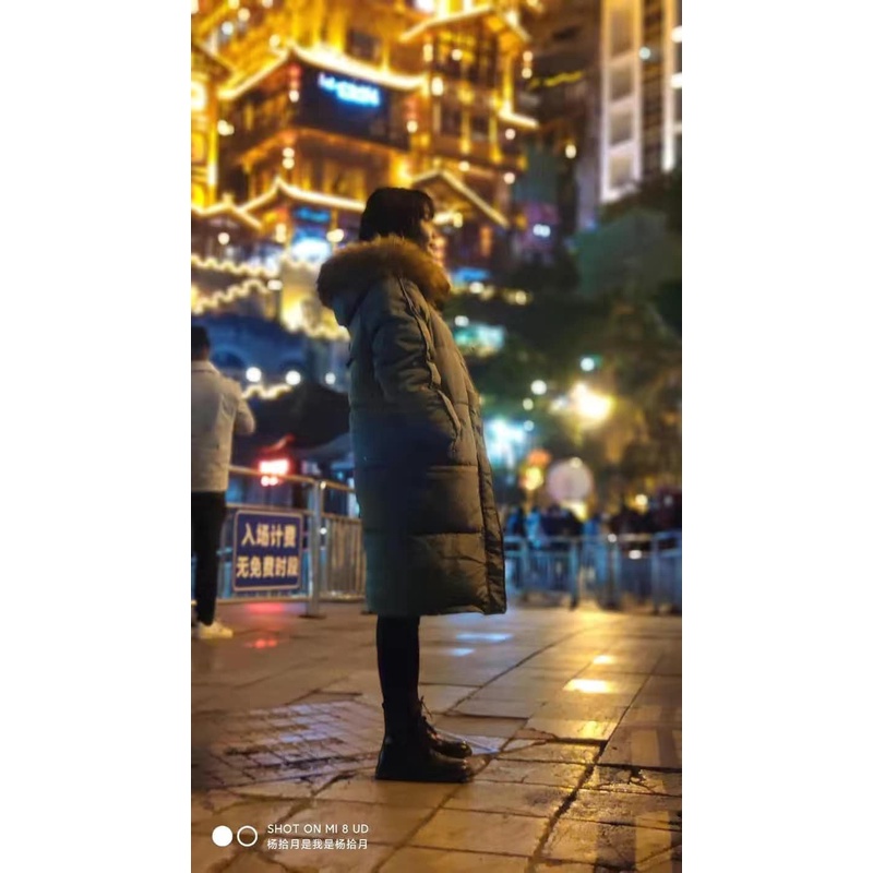Áo phao nữ dáng siêu dài mũ lông hàng QCCC