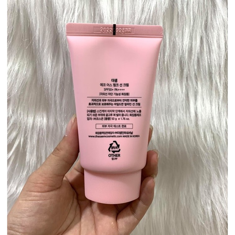 Kem chống nắng The Saem Eco Earth Power Pink 50ml mẫu 2020.