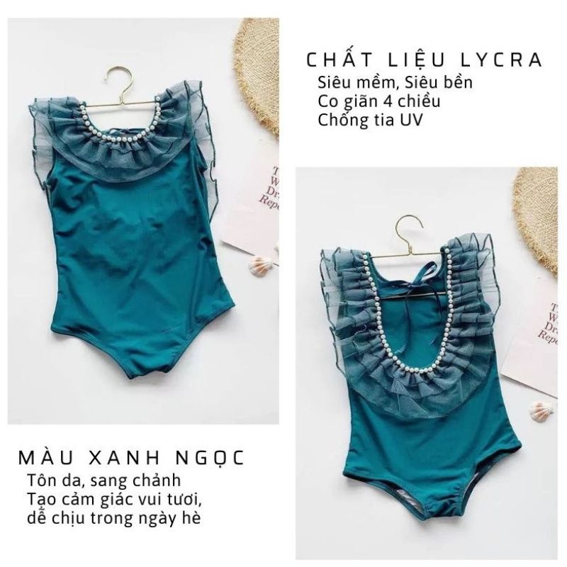 Đồ Bơi Bé Gái, Bộ Bơi Trẻ Em, Bikini Một Mảnh Hở Lưng Cho Bé Gái Chất Liệu Lycra Từ 9-19 kg
