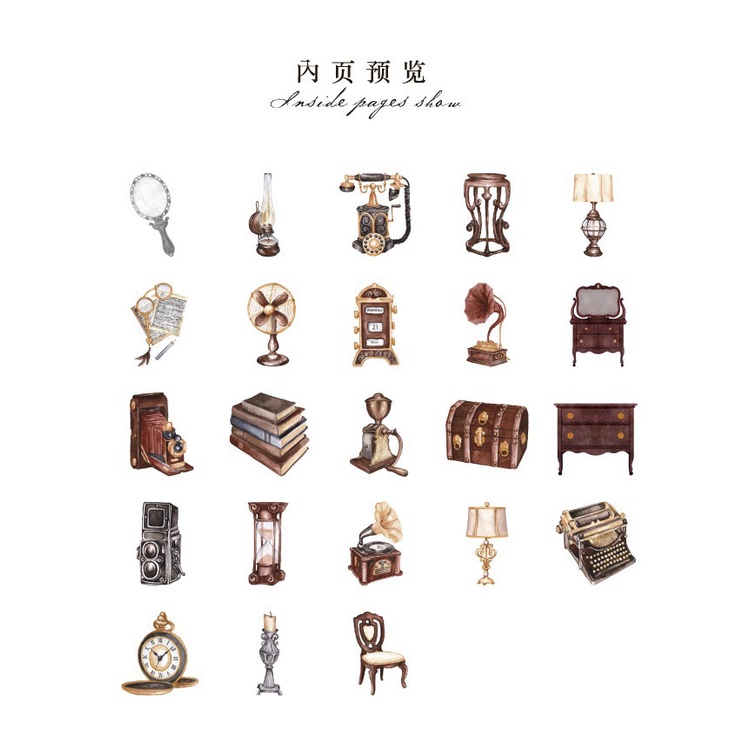 Bộ sticker/ Hình dán Kiểu Dáng Hoạ Tiết Cổ Điển - vintage (45 Hình)