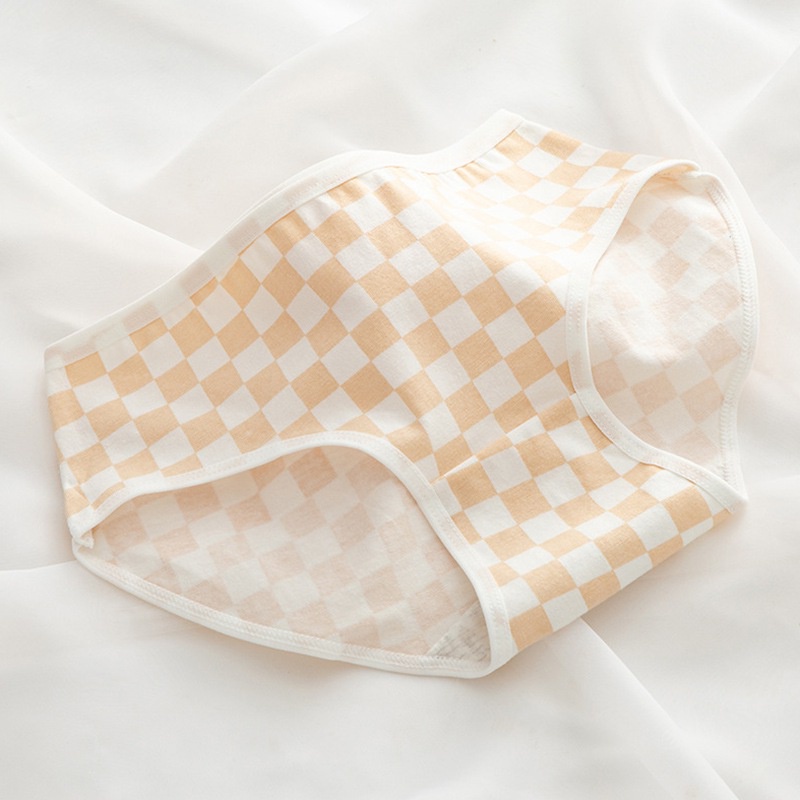 Quần lót cotton mềm mại họa tiết sọc ca rô thoải mái dành cho nữ