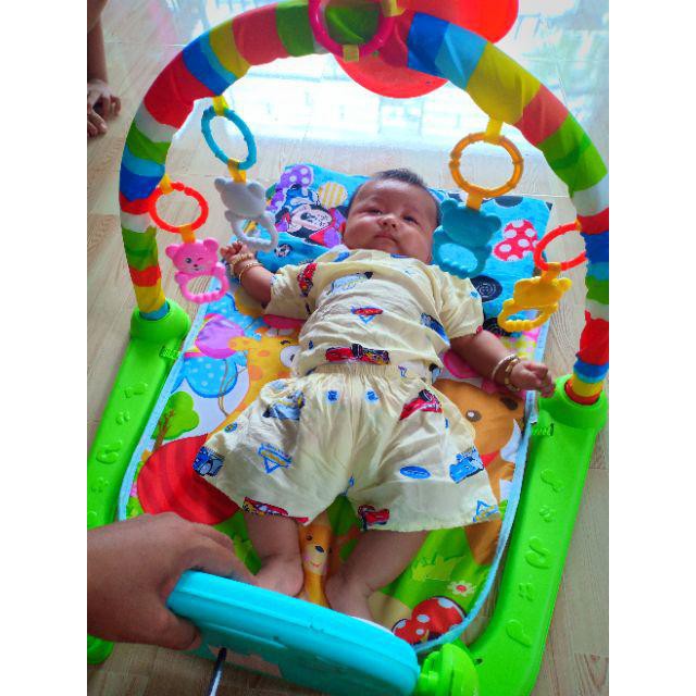 Thảm Khỉ Vườn Thú có đèn và nhạc, khung treo đồ chơi cho bé từ 0-12 tháng tuổi