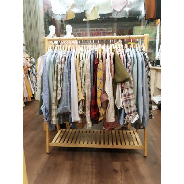 MIỄN SHIP Kệ Treo Quần Áo Chữ A 1 Tầng Bằng Gỗ Nhập Khẩu