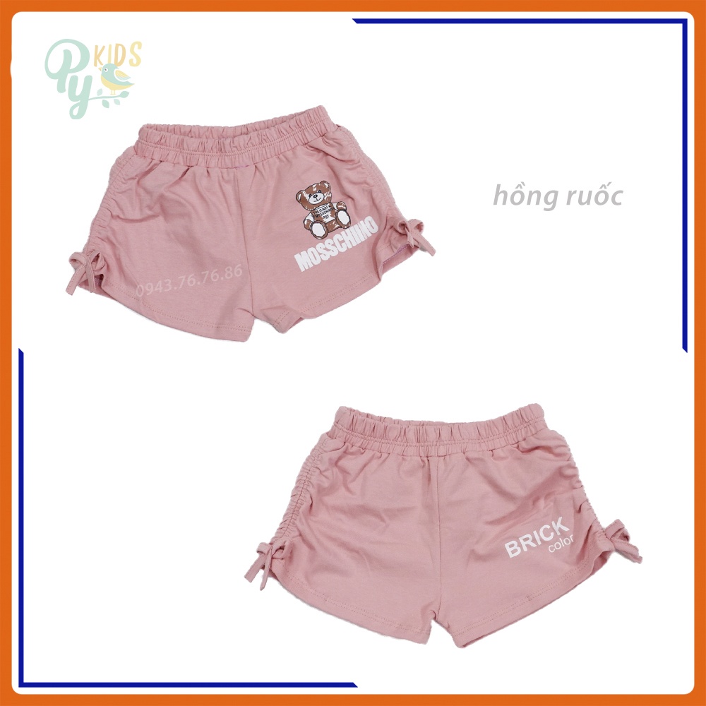 Quần sort cotton cho bé gái từ 5-25kg, nhún 2 bên phối hình mẫu mới 2021