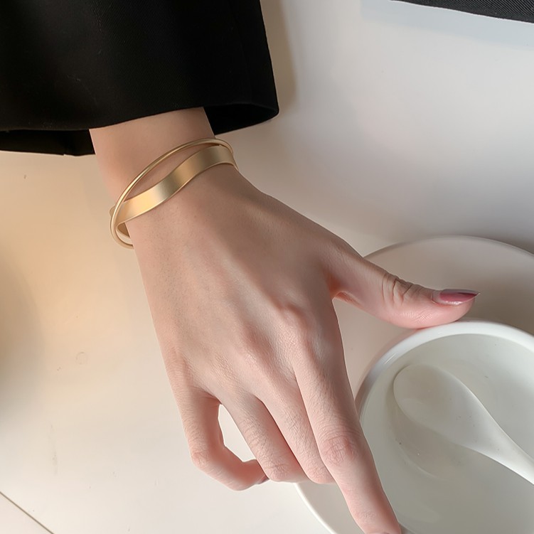 Vòng Tay Kim Loại Hai Lớp Thiết Kế Đơn Giản Phong Cách Hàn Quốc