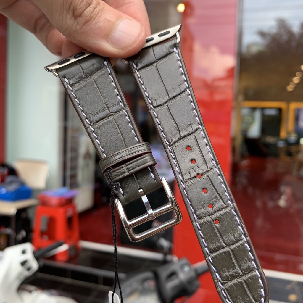 Dây da thay thể cho đồng hồ Apple Watch da Cá Sấu cao cấp chính hãng Masamu Line