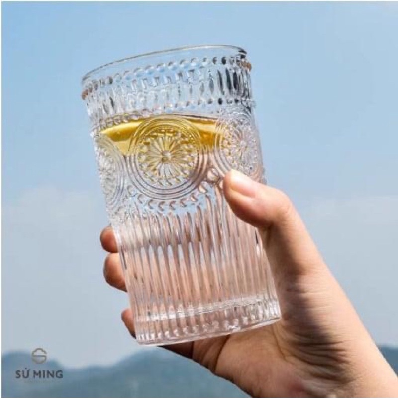 BỘ 6 CỐC THUỶ TINH Vintage Viền Vàng Đẹp Mê Siêu Sang