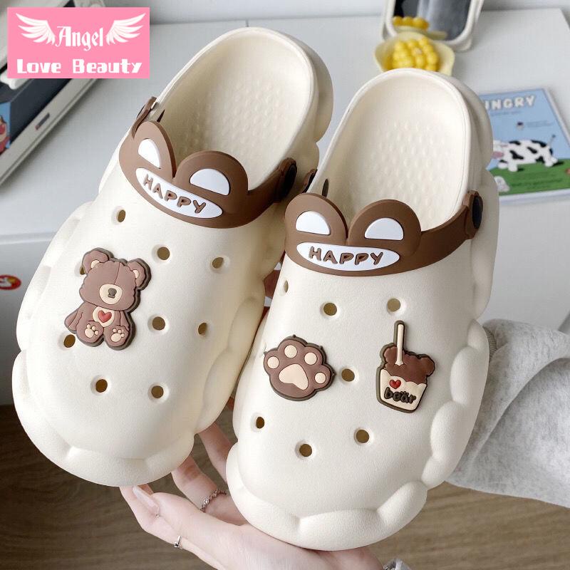 Dép Sandal Đục Lỗ Đế Dày Chống Trượt In Họa Tiết Hoạt Hình Dễ Thương Dành Cho Nữ