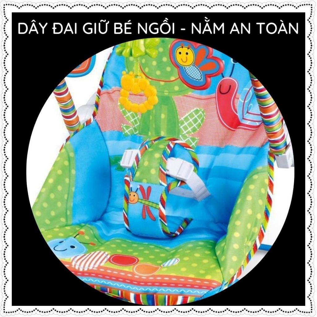 Ghế rung cho bé HuBaby chính hãng 2 chế độ nằm và ngồi bập bênh phát nhạc bé tự ngủ khung hợp kim phân phối chính hãng