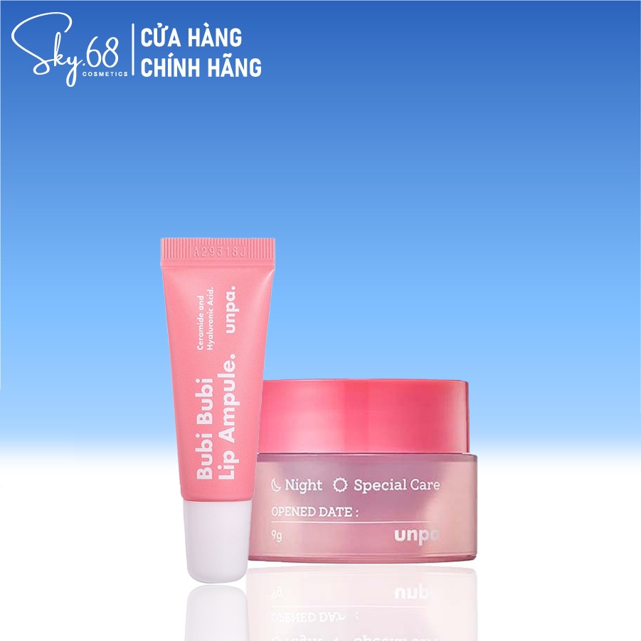 Combo 2 Sản Phẩm Dưỡng Ẩm Môi Chống Lão Hóa Unpa Bubi Bubi Lip (Son Dưỡng Môi 3.8g - Mặt Nạ Ngủ Môi 9g)